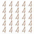 Set of 25 mini 5-inch wooden easels for displaying photos, business cards, jars, perfect for kids' outdoor play and DIY crafts.