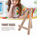 Set of 25 mini 5-inch wooden easels for displaying business cards, photos, small jars, and DIY crafts for kids.