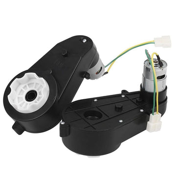Pair of 12V kids ride-on car electric motors with high-speed RS555 drive engines for children's ride-on vehicles.