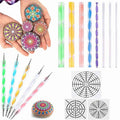 Set of 96 mandala dotting tools for painting rocks, clay sculpting, and carving, ideal for art and craft projects with kids.