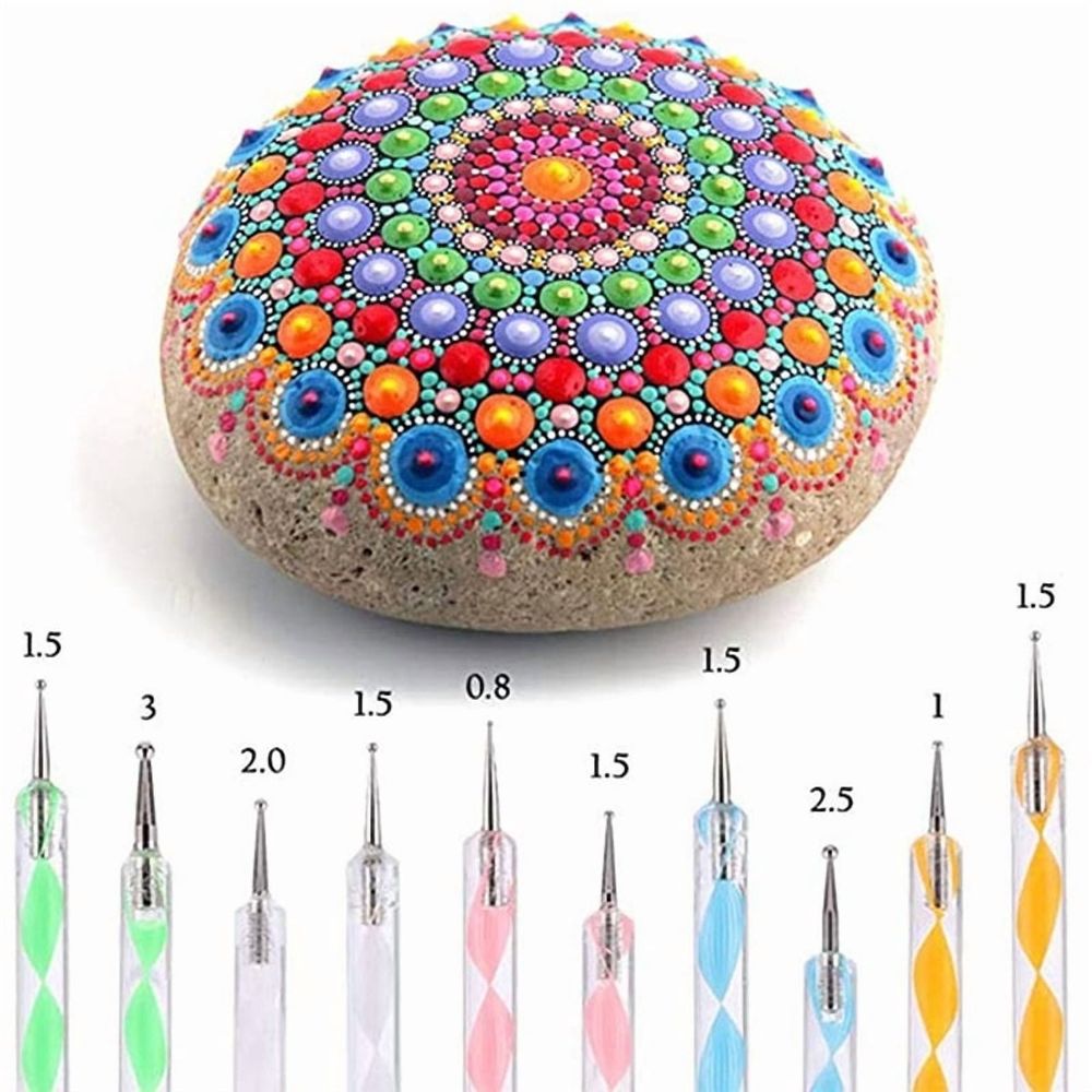 Set of 96 mandala dotting tools for painting rocks, with ball stylus and stencils, ideal for kids' art and clay sculpting projects.