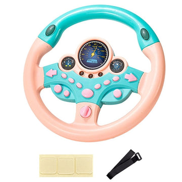 Cute children's steering wheel toy with light simulation and driving sounds, designed for educational fun for babies and kids.