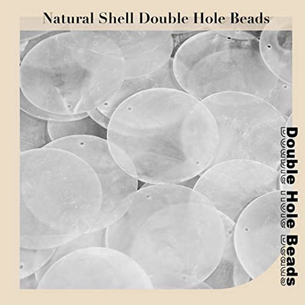 Set of 240 round capiz shells with 2 holes, natural white shells for wind chimes, jewelry making, and home decor by Everything Baby