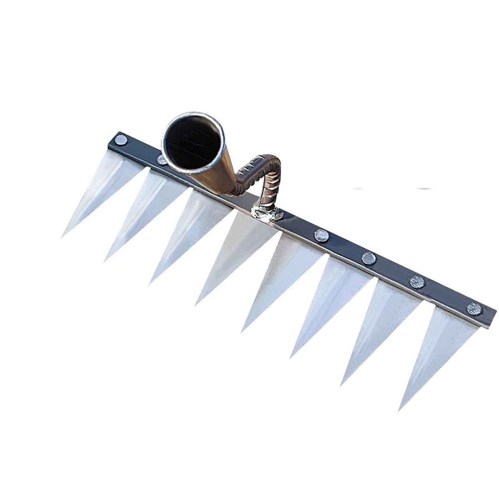 Heavy-duty garden weeding rake hoe with high carbon steel head, 1 pair of gardening gloves, ideal for loosening soil and digging.