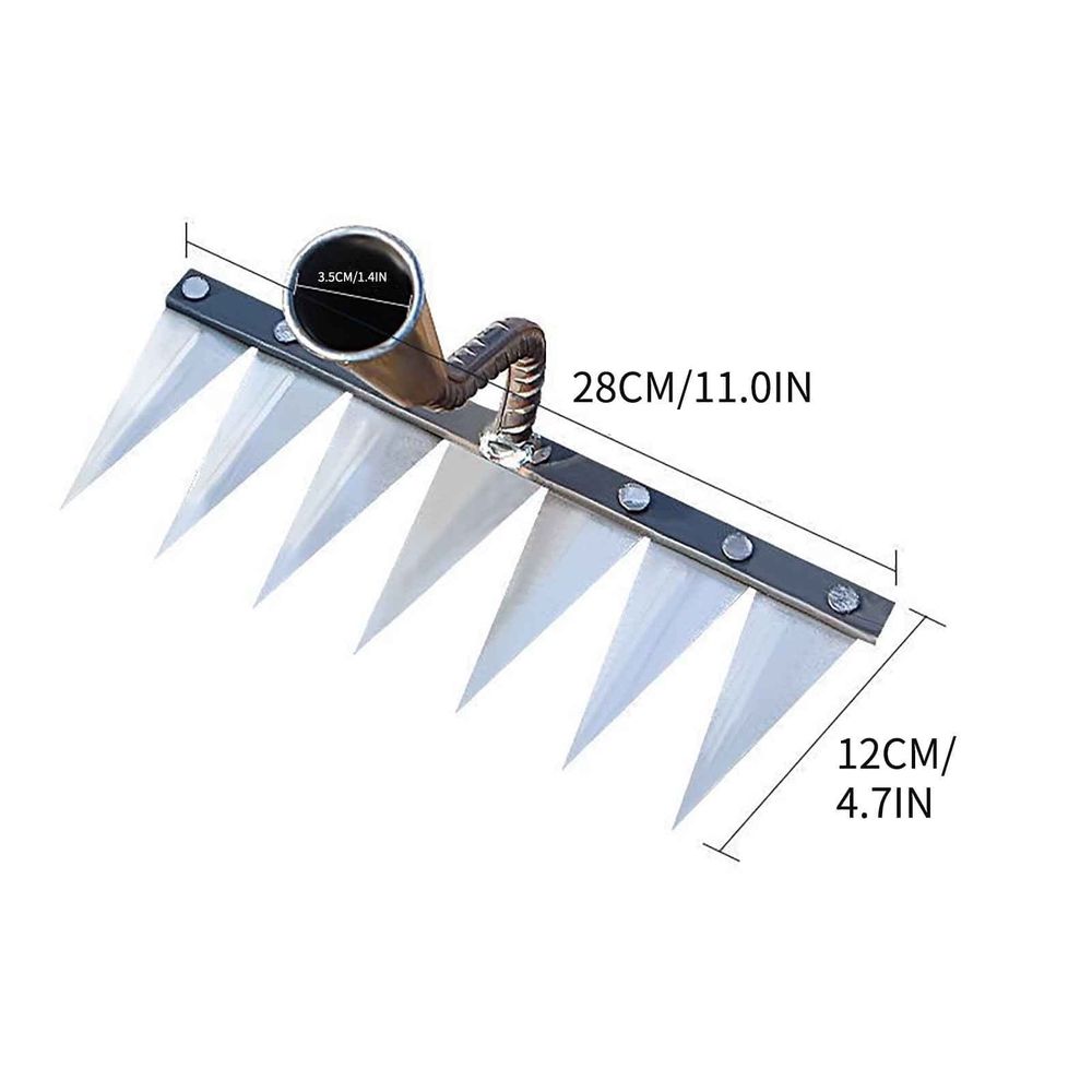 Heavy-duty garden weeding rake hoe with high carbon steel head and 1 pair of gloves, ideal for gardening and soil cultivation.