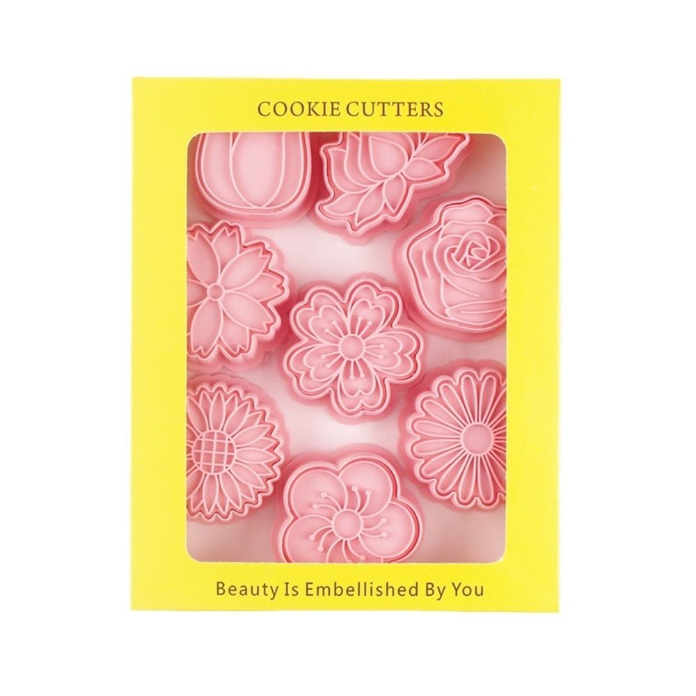 Flower-shaped 3D plastic cookie and cake mold set by Everything Baby, perfect for petal cookies, cupcakes, and chocolates.