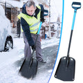 Aluminum alloy folding snow shovel with long handle, extended to 37 inches, ideal for outdoor camping and off-road car use.