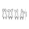 Set of four black metal rabbit garden stakes for outdoor yard decor, 9.84 inches tall, perfect for spring festival lawn decoration.