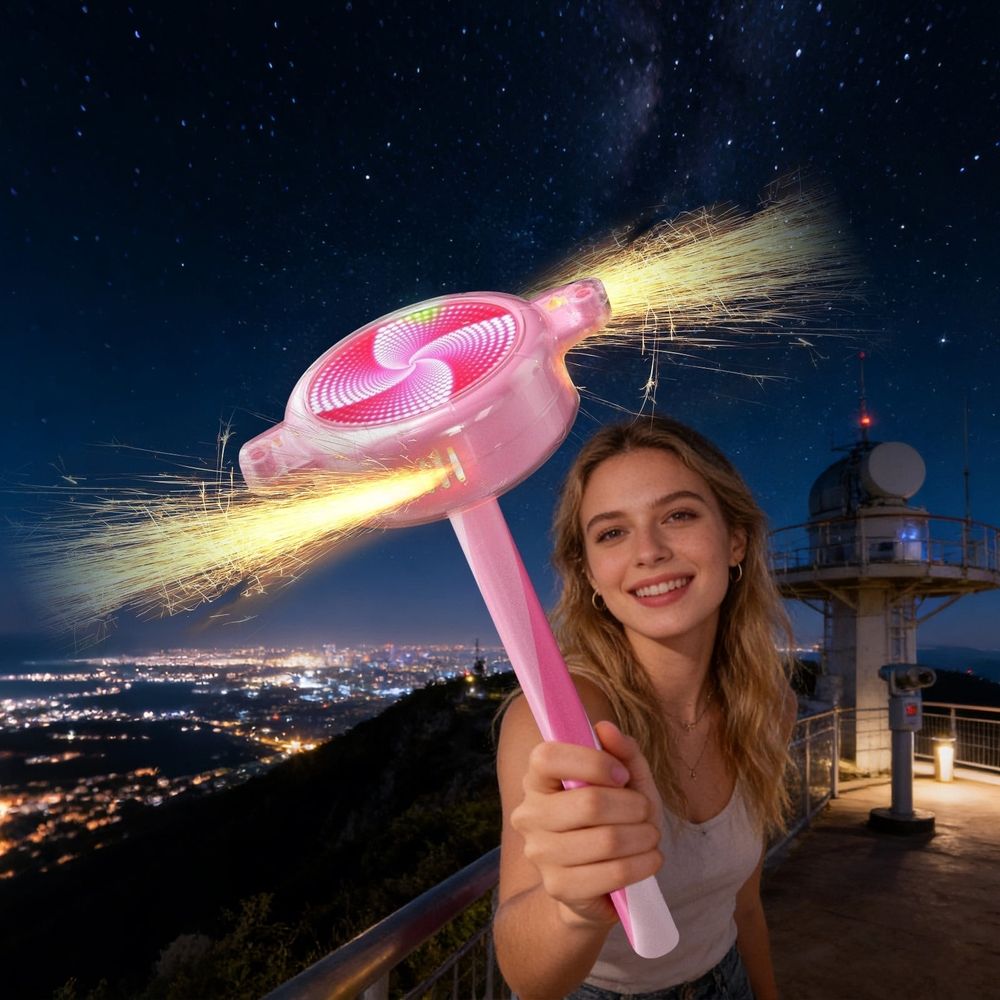Everything Baby rechargeable LED sparkler spinner toy with rotating light for kids and adults, safe flameless celebration and party fun.