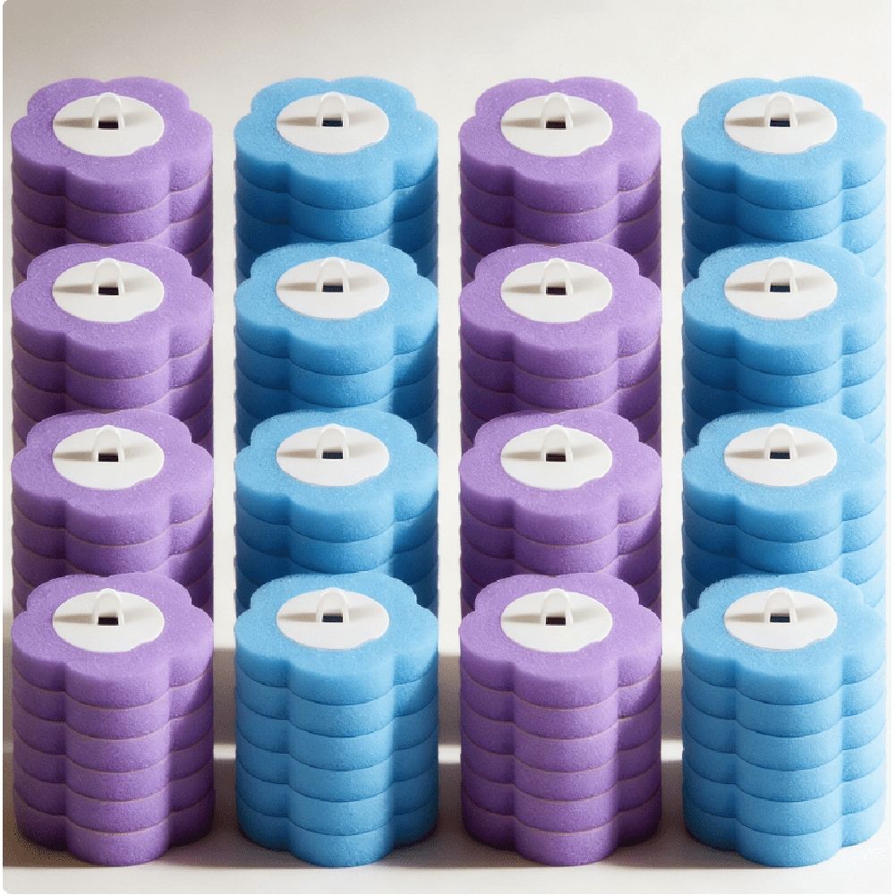 Set of 96 purple and blue toilet bowl wand refills for household cleaning, practical and odor-free from Everything Baby