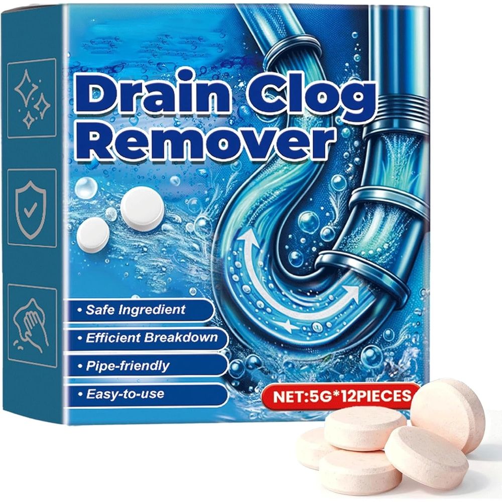 Strong Drain Effervescent Tablets by Everything Baby, quick-dissolving clog remover for kitchen and bathroom pipes, clears sink clogs.