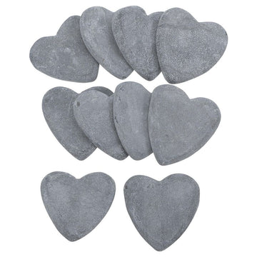10-Piece Heart-Shaped Painting Stone Set with Smooth for Crafting, Decorating, and Projects in Light Grey