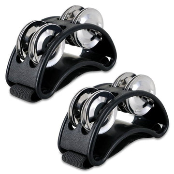 2PCS Foot Tambourine Percussion, Musical Instrument Percussion Pedal with Steel Jingle Bells - Black