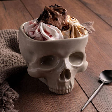Retro Tabletop Decor Porcelain Gothic Skull Pasta Bowl Halloween Tableware Bar Food Noodle Salad Candy Ceramic Bowl L