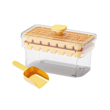 Press Type Ice Cube Tray with Lid - 2 Trays & 1 Ice Bucket Set - BPA Free Ice Cube Maker for Freezer with Scoop - Easy Release Ice Molds for Cocktails, , Coffee & Tea