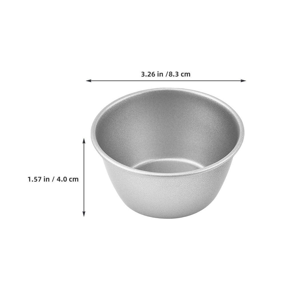 Two silver baking molds for egg tarts, muffins, and pudding with easy-release design, suitable for baking and dessert preparation.