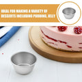 Two silver baking molds for egg tarts, muffins, and pudding, featuring easy-release design for baking and dessert preparation.
