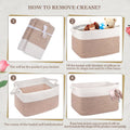 Large white and grey woven cotton rope storage basket for toys, ideal for organizing in living rooms or bedrooms.
