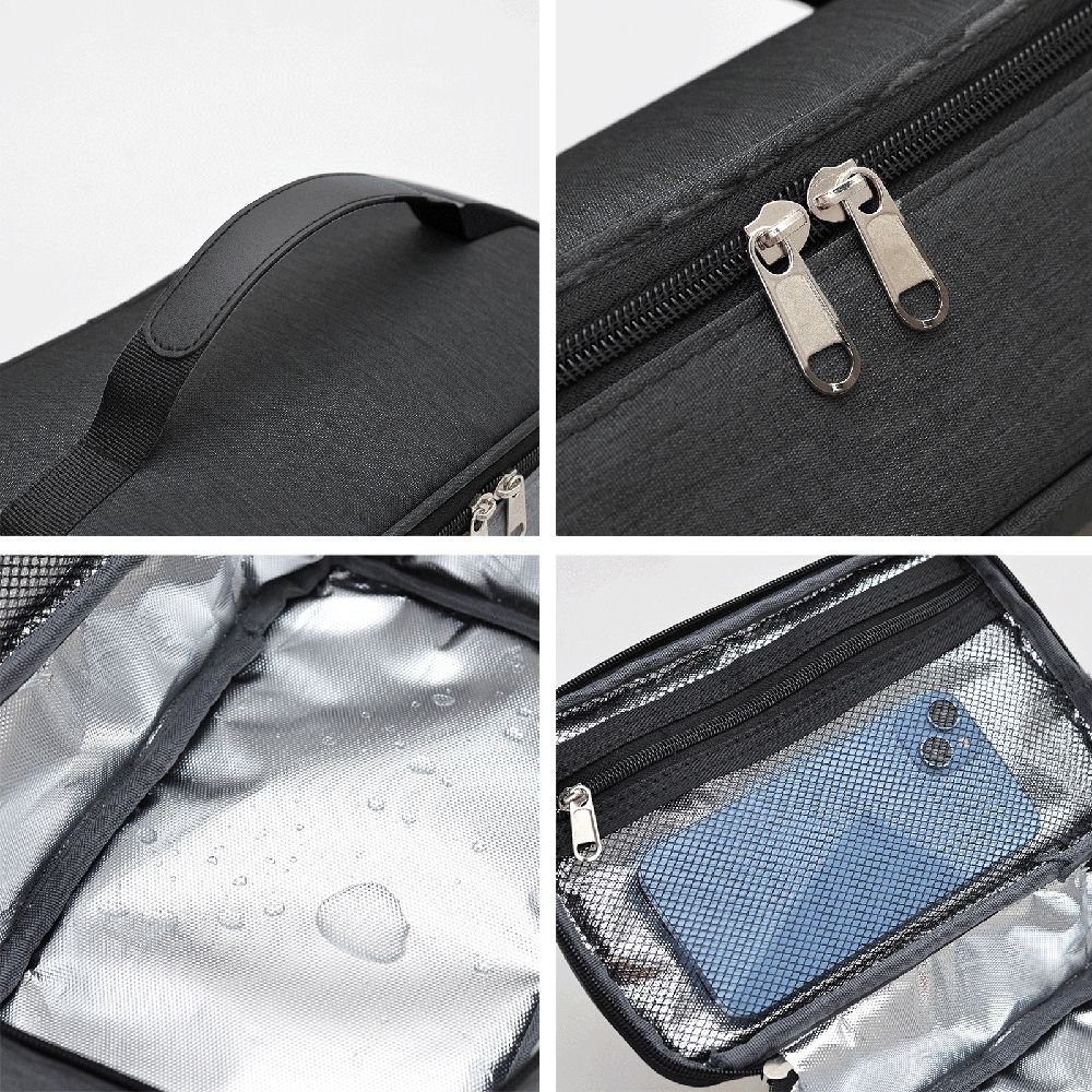 Small reusable water-resistant lunch bag with handle, thermal interior, designed for kids, by Everything Baby.