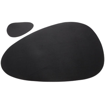 Black PU cup and dining mats with heat insulation and anti-skid features for baby strollers and pram accessories.