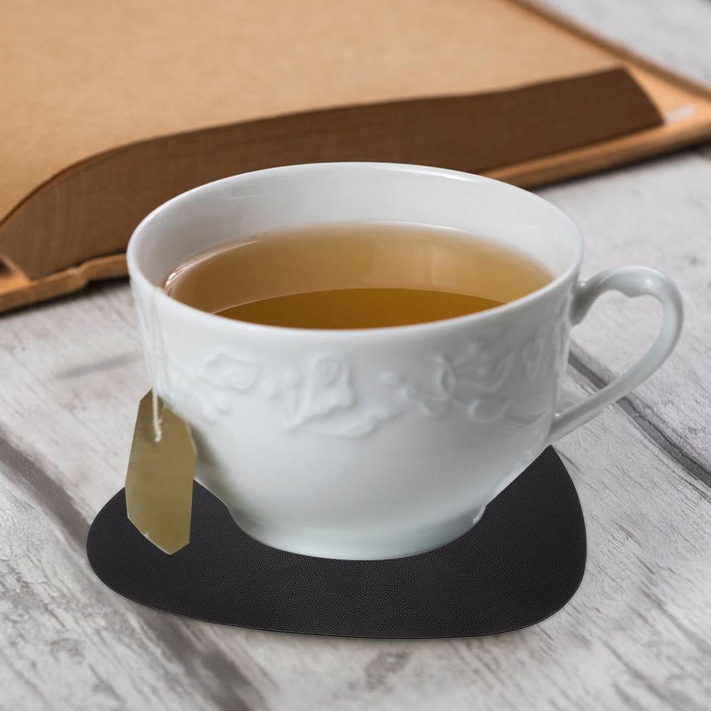 Black PU cup and dining mats with heat insulation and anti-skid features for baby strollers, designed by Everything Baby.