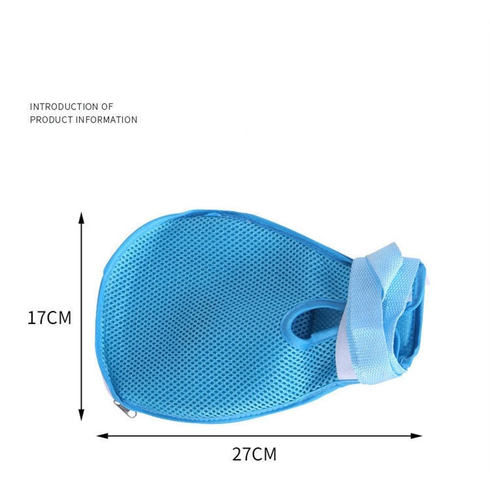 Blue dementia hand restraint gloves for elderly patients, breathable and anti-scratch safety mitts, designed by Everything Baby.