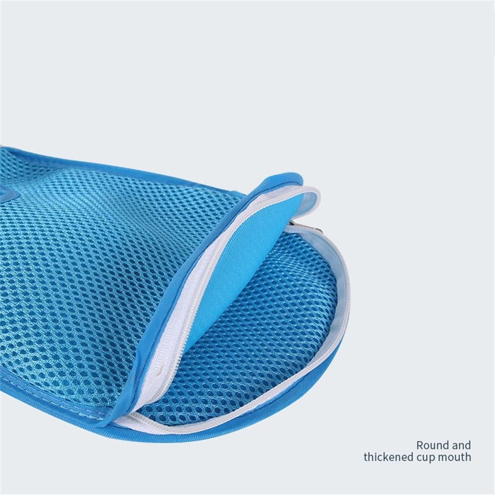Blue dementia hand restraint gloves for elderly, breathable and anti-scratch safety mitts by Everything Baby, designed for patient comfort.
