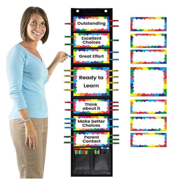 Student Behavior Clip Chart for Classroom Management Kids Reward Pocket Chart Behavior Bulletin Board Teacher Supplies for Preschool, Kindergarten and Daycare Homeschool