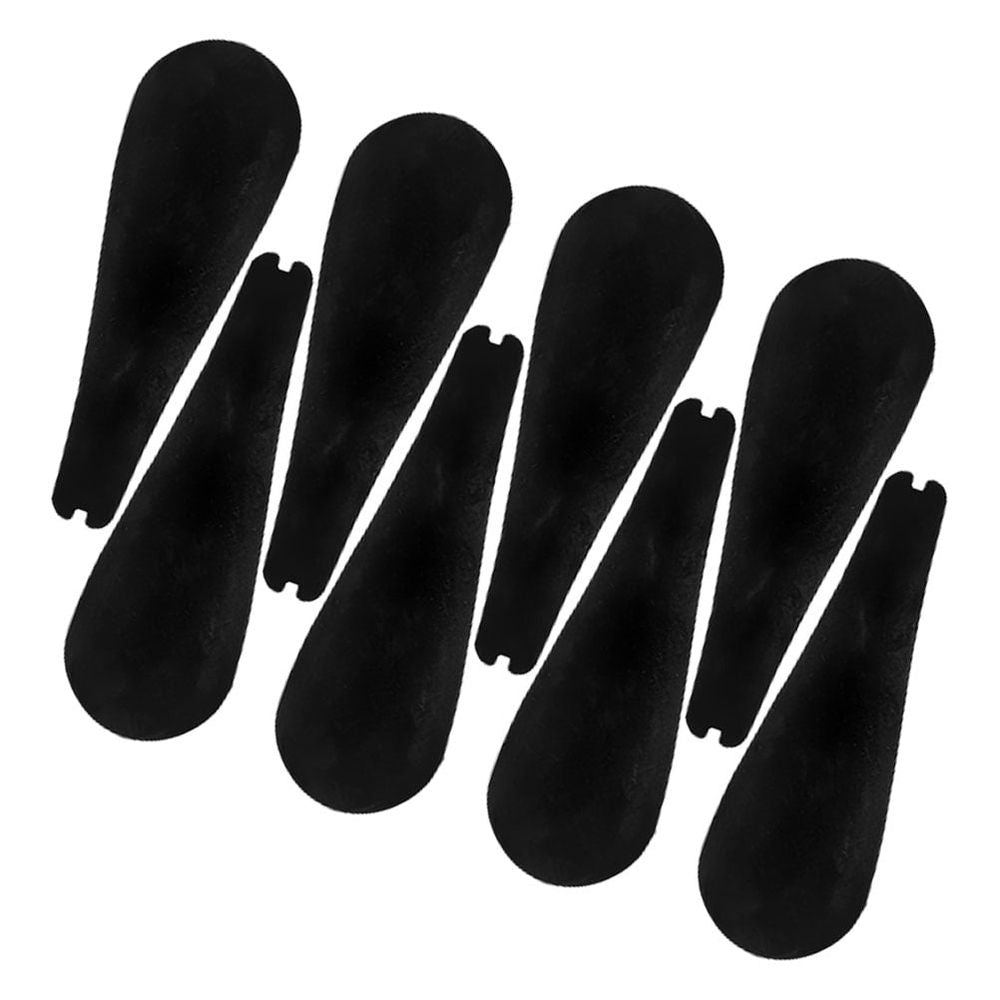 Set of 8 black plastic velvet hanger shoulder pads for girls' shirts and T-shirts, helps maintain wrinkle-free clothing support.