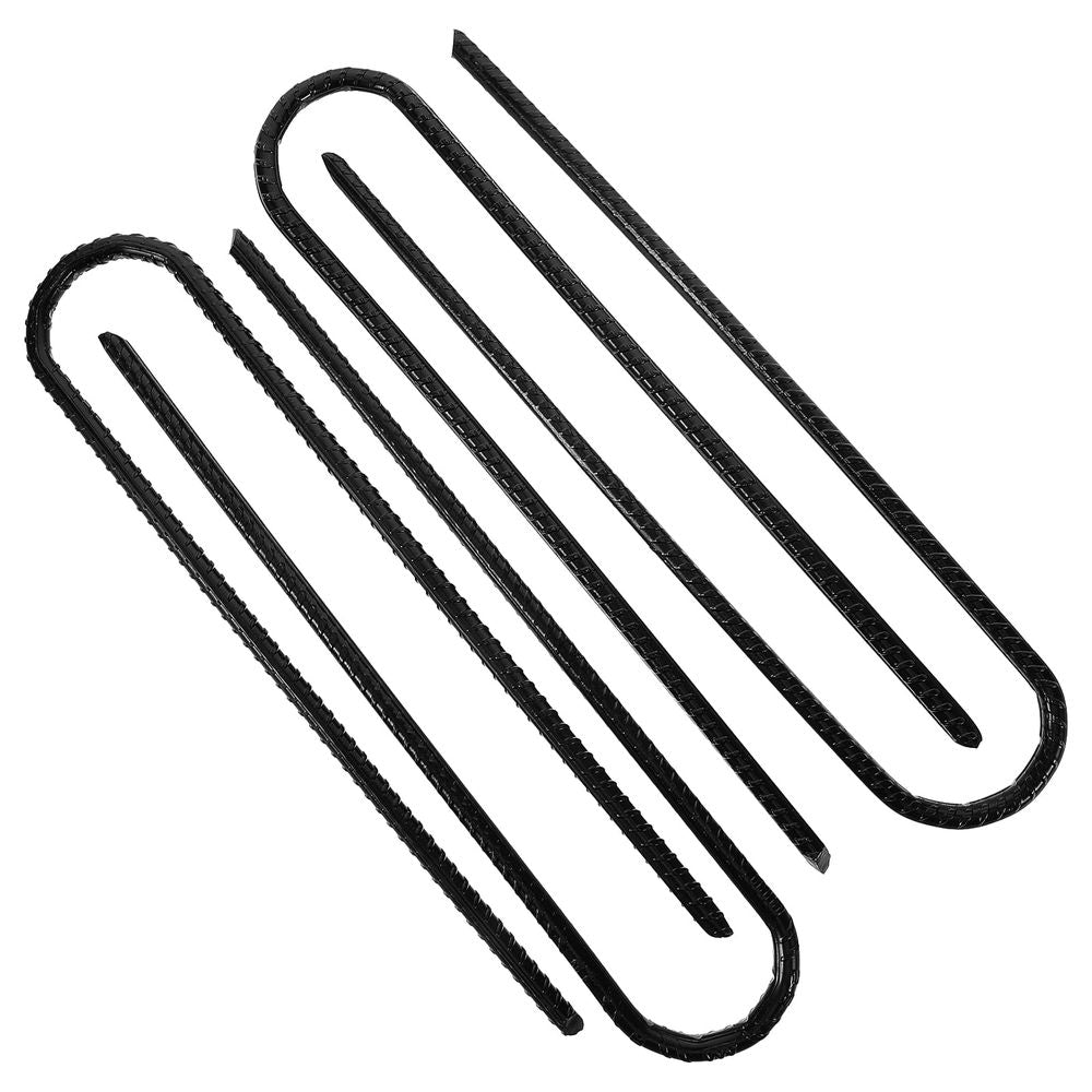 Black heavy-duty steel stakes for garden, high strength, easy to install, suitable for outdoor play equipment, 4-pack.