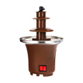 3-tier stainless steel chocolate fondue fountain with mini melting pot, ideal for cheese, chocolate, and snacks at gatherings.