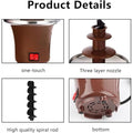 Stainless steel 3-tier chocolate fondue fountain with 10oz mini melting pot, ideal for dips at parties and family gatherings.
