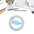 5-pack transparent 360-degree protractors from Everything Baby, ideal for geometry, math, technical drawing, and art projects.
