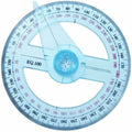 5-pack transparent 360-degree protractors from Everything Baby, ideal for geometry, math, and technical drawing in educational settings.