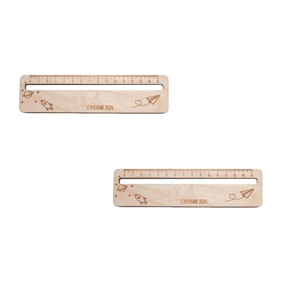 Two personalized 2-in-1 wooden rulers and reading aids for kids, designed for math, drafting, and classroom use by Everything Baby.