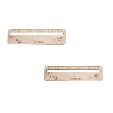 Two personalized 2-in-1 wooden rulers and reading aids for kids, designed for math, drafting, and classroom use by Everything Baby.
