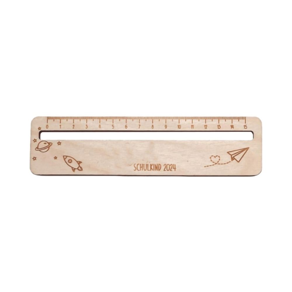 Two personalized 2-in-1 wooden rulers and reading aids from Everything Baby, designed for kids' desks and classroom use.