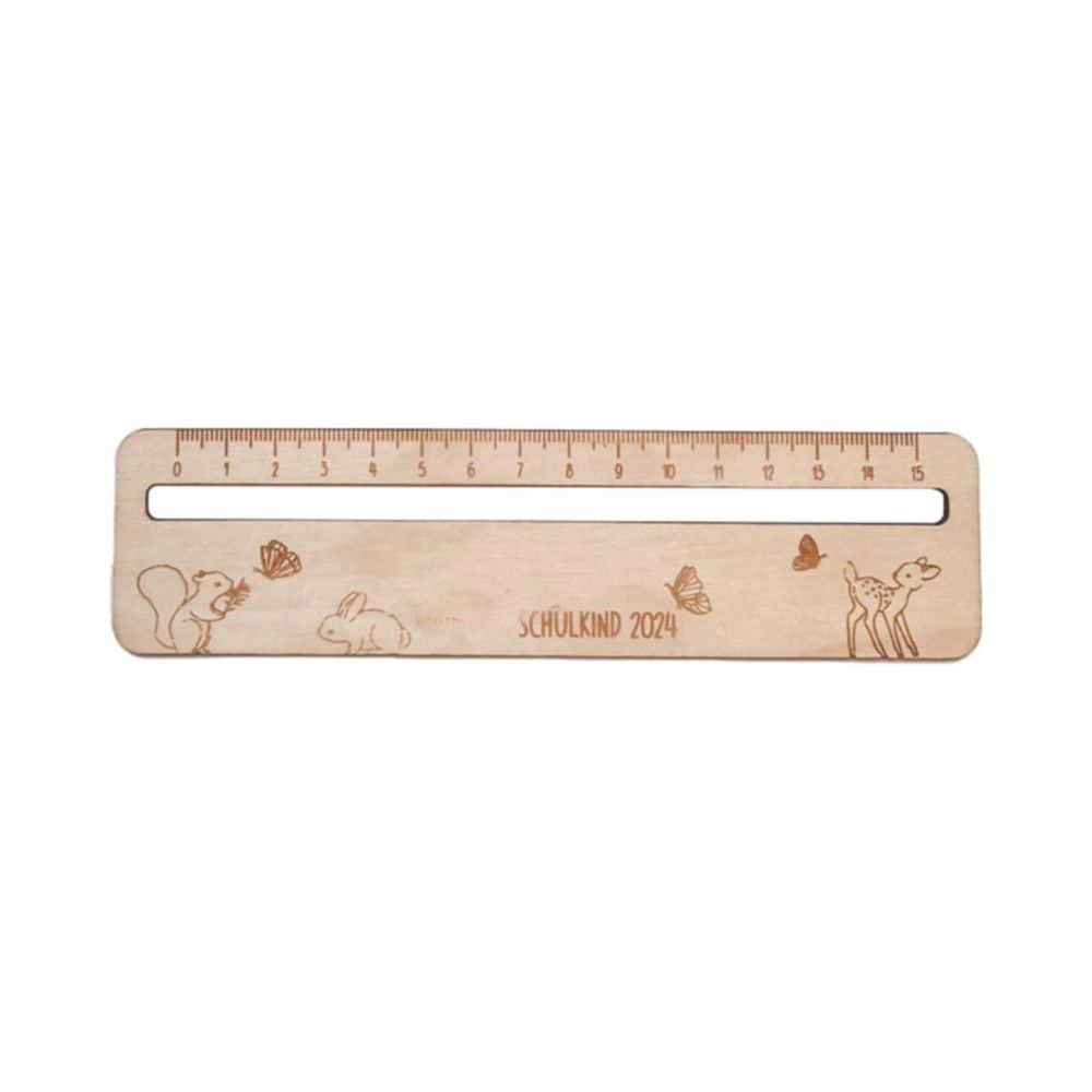 Two personalized 2-in-1 wooden ruler and reading aid for kids, ideal for classroom math and drafting, by Everything Baby.