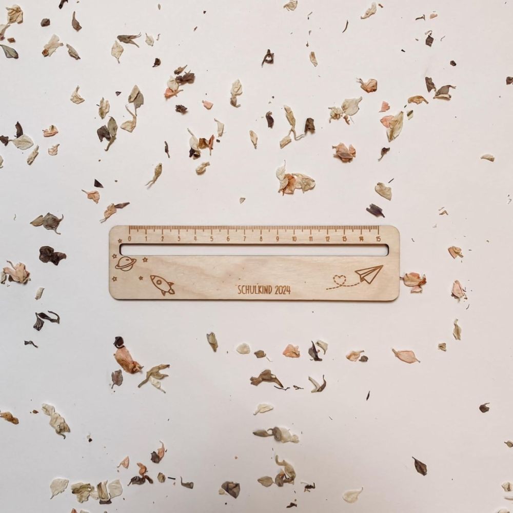 Two personalized 2-in-1 wooden rulers and reading aids for kids, suitable for math, drafting, and classroom use by Everything Baby.