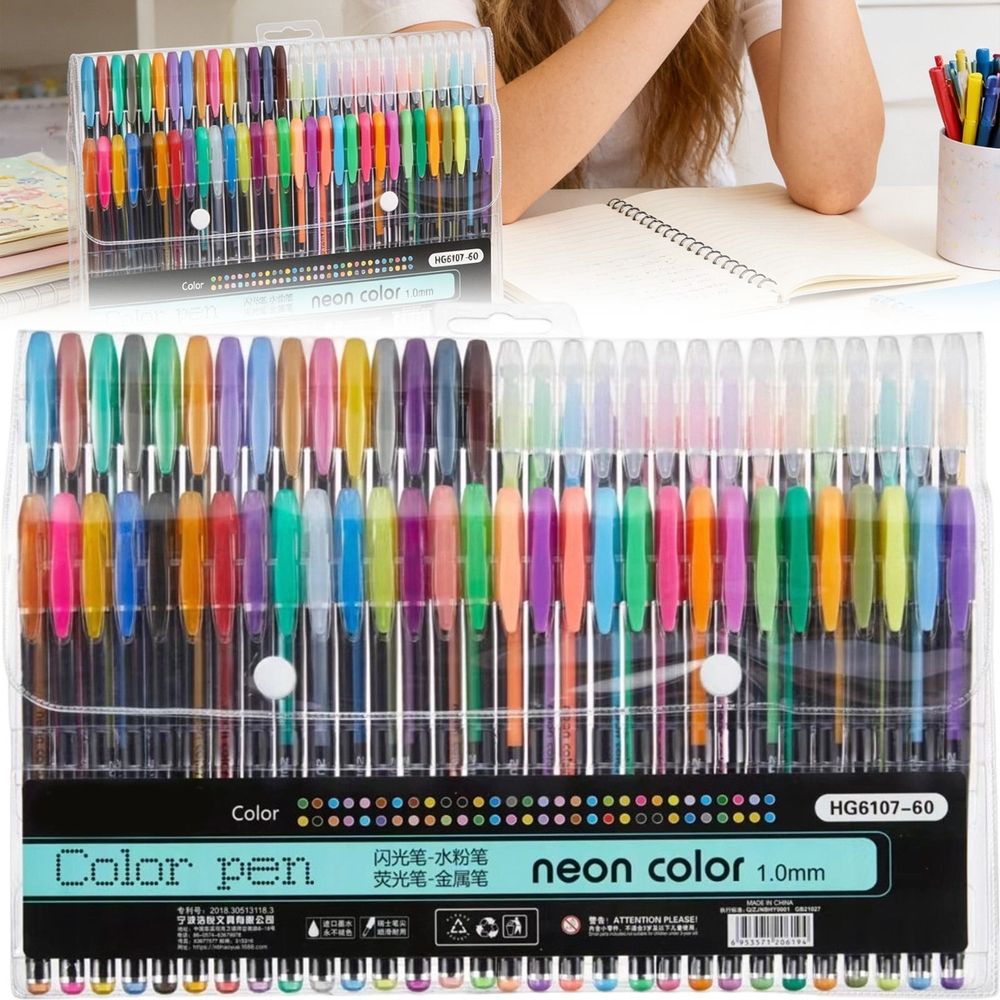 Bright 60-color glitter highlighter set by Everything Baby, perfect for Bible study, planning, coloring, and scrapbooking projects.