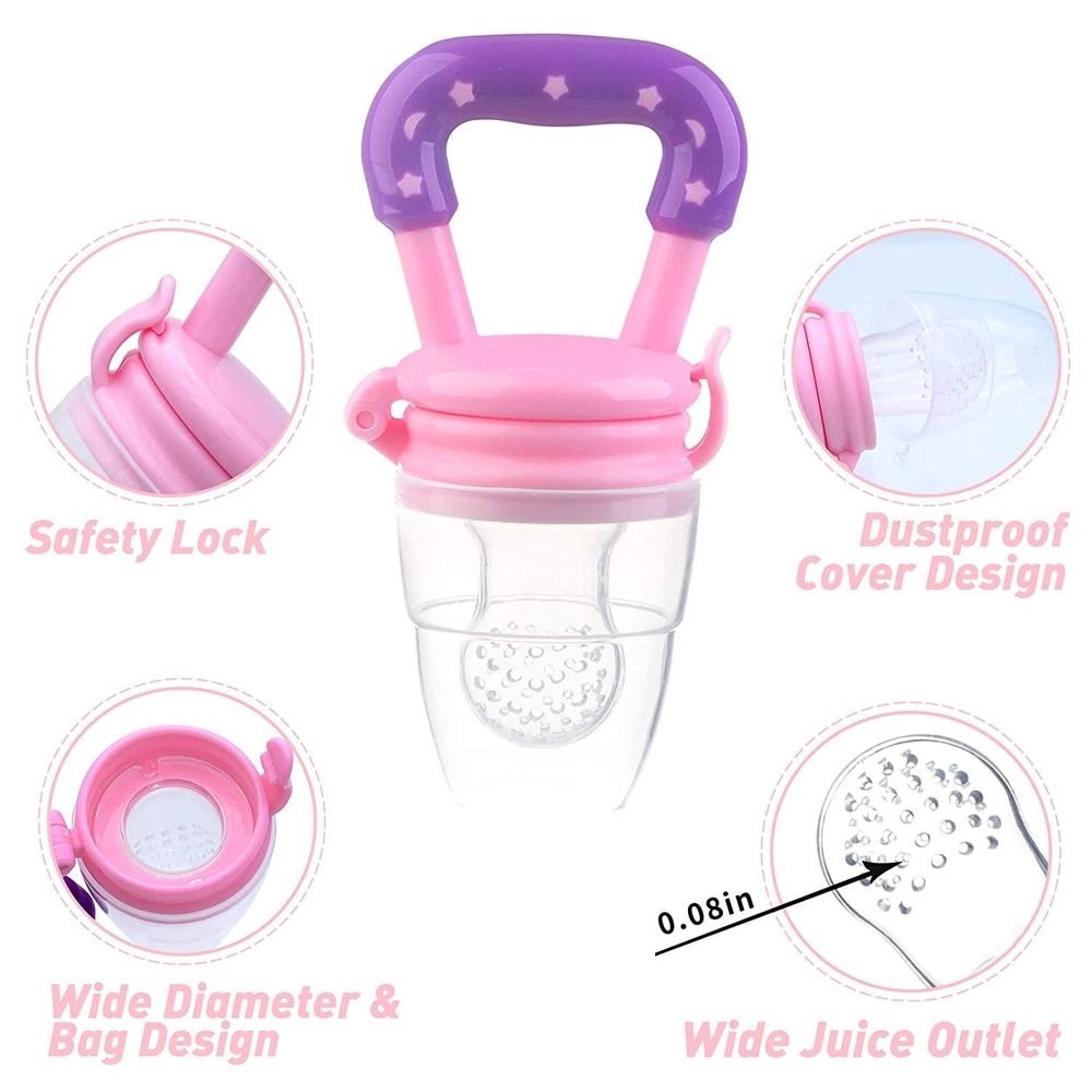 Two baby fruit feeders with silicone pouches from Everything Baby, designed for teething and fresh food feeding for infants and toddlers.
