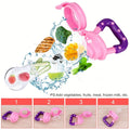 Two baby fruit feeders with soft silicone pouches, ideal for teething and feeding fresh fruit to infants and toddlers.