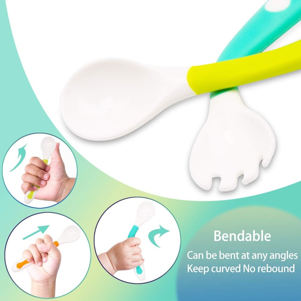 Baby & Kids flatware set with TPE handles, featuring two pieces designed for safe feeding and easy grip.