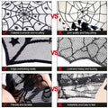 Black lace spider web Halloween tablecloth, 40-inch round, for festive table decorations, by Everything Baby.