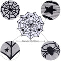 Black lace spider web round tablecloth for Halloween, 40-inch size, decorative table topper for spooky Halloween party decor.