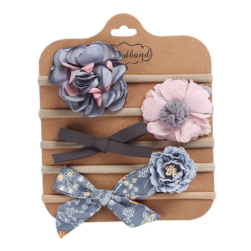 Set of 5 handmade baby headbands and bows with soft nylon elastics for newborns, infants, and toddlers by Everything Baby.
