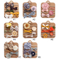 Set of 5 baby headbands with bows, soft nylon elastics, handmade girls hair accessories for newborns, infants, and toddlers.