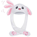 Cute plush bunny hat with moving ears for women and girls, perfect for cosplay, Christmas parties, and pretend play.