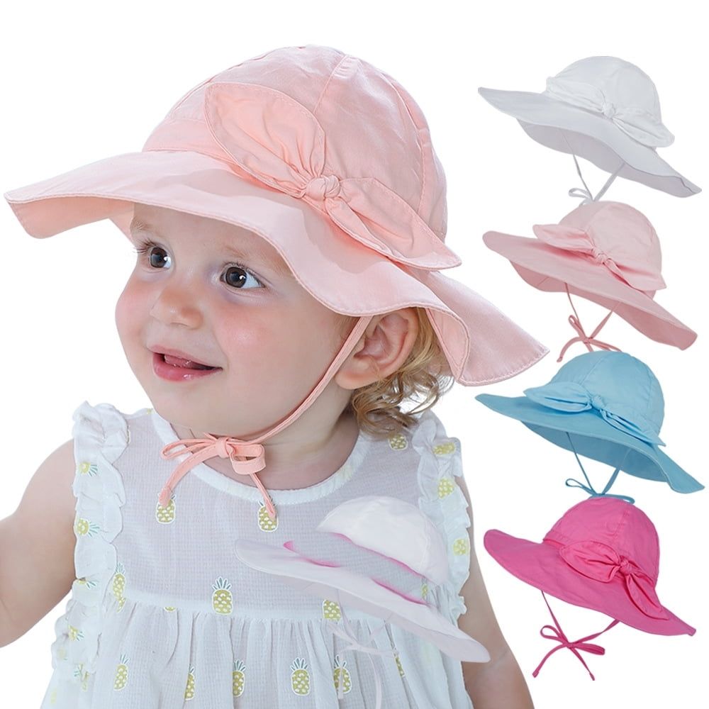 Toddler girl breathable cotton sun hat with foldable brim, 50+ SPF protection, lightweight and protective for baby and toddler outdoor wear