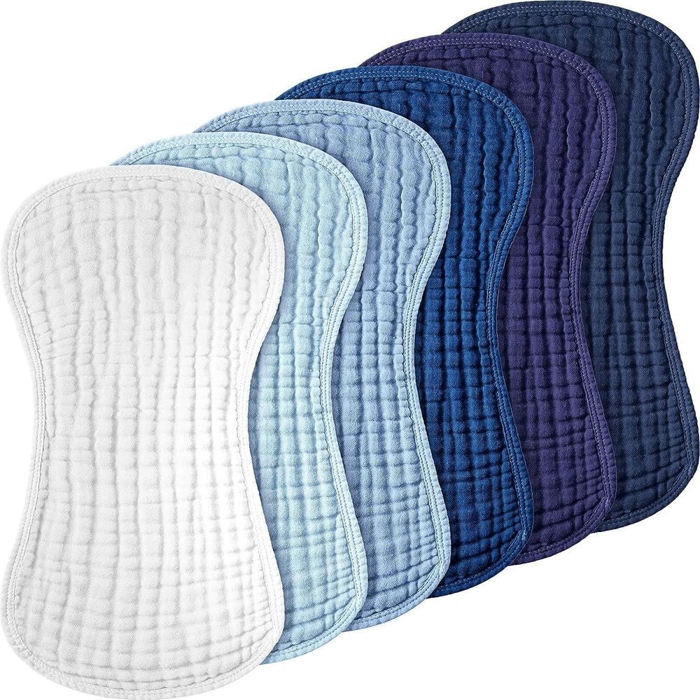 Six large unisex baby burp cloths from Everything Baby, soft cotton set for newborns, suitable for boys and girls.